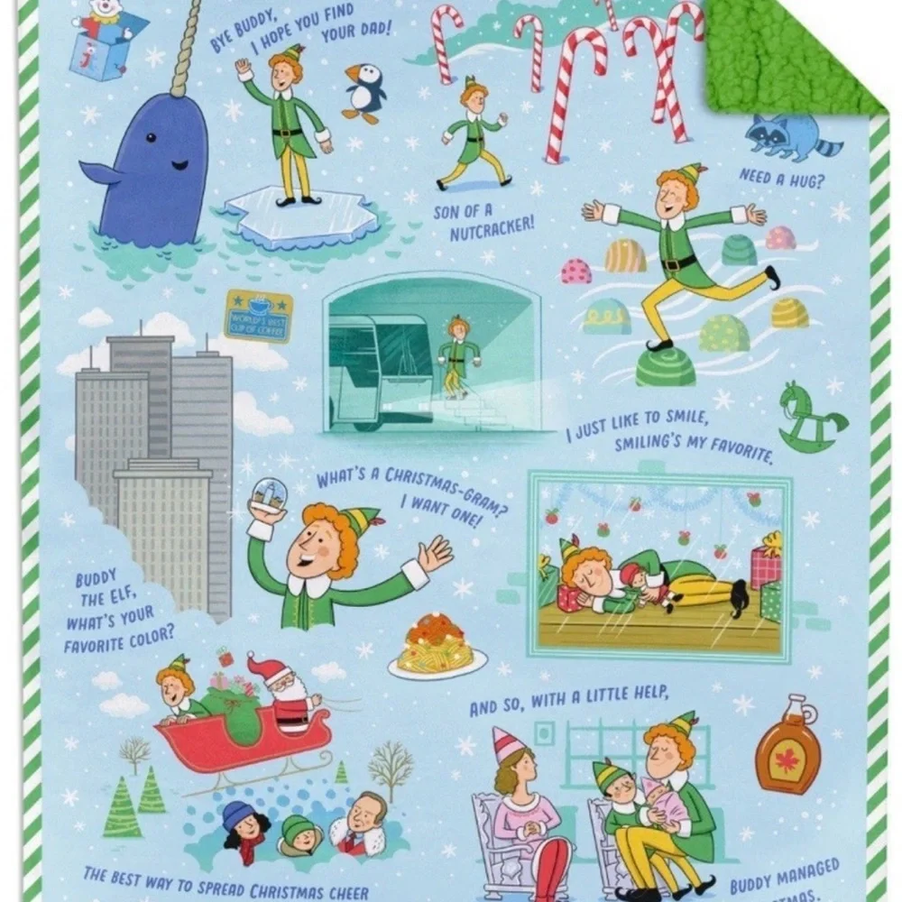Hallmark Buddy the Elf Journey to New York | Christmas Throw Blanket 50x60 New!